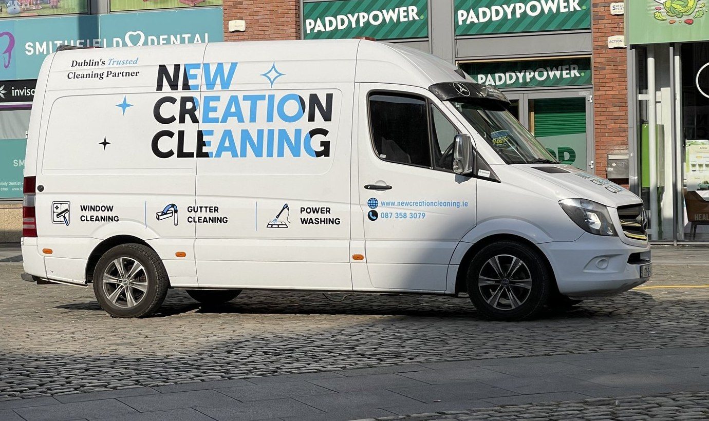 New Creation Cleaning branded van parked on a Dublin street