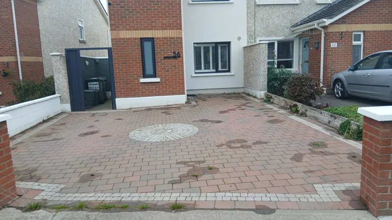 Weed killer applied across the whole driveway before any washing